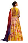 Shop_Isha Gupta Tayal_Yellow Lehenga Silk Printed Floral V Neck Khushrang Set 