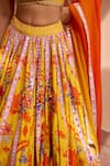 Isha Gupta Tayal_Yellow Lehenga Silk Printed Floral V Neck Khushrang Set _Online