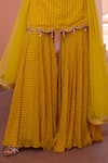 Isha Gupta Tayal_Yellow Kurta And Sharara Georgette Printed Bandhani Round Inayat Set _at_Aza_Fashions