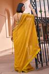 Shop_Isha Gupta Tayal_Yellow Saree Organza Printed Floral Halter Khushrang Pre-stitched With Blouse _at_Aza_Fashions