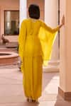 Shop_Isha Gupta Tayal_Yellow Top Satin Organza Embroidered Tilla Sweetheart Aashna Kimono Skirt Set _at_Aza_Fashions