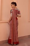 Shop_Isha Gupta Tayal_Red Georgette Printed Bandhani V Neck Tara Pre-draped Saree Set _at_Aza_Fashions