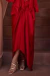 Buy_Isha Gupta Tayal_Red Top Organza Embroidered Dori V Neck Shabnami Skirt Set _Online_at_Aza_Fashions