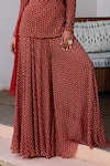 Buy_Isha Gupta Tayal_Red Kurta And Sharara Georgette Embroidery Bandhani Round Sara Pattern Set_Online_at_Aza_Fashions