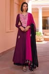Buy_Isha Gupta Tayal_Black Anarkali Georgette Embroidery Sharanya Pattern Sharara Set _at_Aza_Fashions