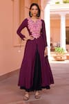 Buy_Isha Gupta Tayal_Black Anarkali Georgette Embroidery Sharanya Pattern Sharara Set _Online_at_Aza_Fashions