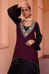 Buy_Isha Gupta Tayal_Black Kurta Organza Embroidery Kavya Pattern And Flared Pant Set _Online_at_Aza_Fashions