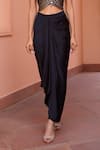 Isha Gupta Tayal_Black Waistcoat Chanderi Woven Floral V And Draped Pant Set _Online_at_Aza_Fashions