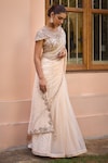 Buy_Isha Gupta Tayal_White Saree Soft Net Embroidery Tilla Falak Border With Blouse _Online_at_Aza_Fashions