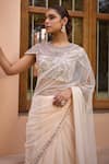 Isha Gupta Tayal_White Saree Soft Net Embroidery Tilla Round Falak Border With Blouse _at_Aza_Fashions