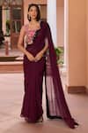 Buy_Isha Gupta Tayal_Black Saree Georgette Printed Khushoor Pre-stitched With Blouse _at_Aza_Fashions