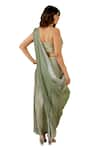 Shop_Nikita Vishakha_Green Raw Silk Embroidered Thread Sweetheart Border Skirt Saree Set 