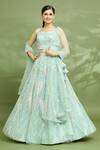 Buy_Samyukta Singhania_Blue Lehenga And Dupatta Net Hand Work Sequins Sweetheart Embroidered Set _at_Aza_Fashions