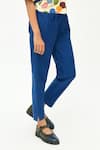 Rias Jaipur_Blue 100% Organic Cotton Solid Straight Pant _Online_at_Aza_Fashions