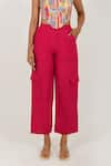 Rias Jaipur_Magenta 100% Organic Cotton Solid Plain Straight Pant _Online_at_Aza_Fashions