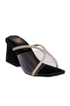Shop_Veruschka by Payal Kothari_Black Embellished Rania Suede Block Heels_at_Aza_Fashions