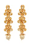Shop_Minaki_Gold Plated Kundan Bloom Vine Embellished Earrings_at_Aza_Fashions