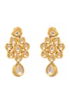 Shop_Minaki_Gold Plated Kundan Embellished Floweret Earrings_at_Aza_Fashions