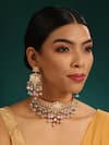 Buy_Minaki_Pink Kundan Padma Bloom Embellished Jewellery Set_at_Aza_Fashions