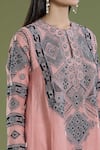 Shop_Divya Sheth_Peach Chanderi Embroidery Thread Round Kurta And Pant Set _Online_at_Aza_Fashions