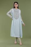 Buy_Divya Sheth_Blue Embroidery Zardozi Round Sequin Kurta And Pant Set  _at_Aza_Fashions