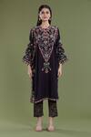 Divya Sheth_Black Embroidery Matka Thread Round Work Kurta And Pant Set  _Online_at_Aza_Fashions