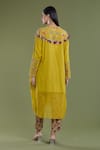 Shop_Divya Sheth_Yellow Embroidery Dori Round Cotton Thread Kaftan And Pant Set_at_Aza_Fashions