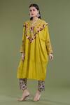 Buy_Divya Sheth_Yellow Embroidery Dori Round Cotton Thread Work Kaftan And Pant Set _Online_at_Aza_Fashions