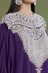 Buy_Divya Sheth_Purple Embroidery Dori Round Pearl Kaftan And Pant Set _Online_at_Aza_Fashions