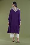 Shop_Divya Sheth_Purple Embroidery Dori Round Pearl Kaftan And Pant Set _at_Aza_Fashions