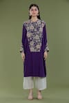 Divya Sheth_Purple Embroidery Dori Round Zardozi Kaftan And Pant Set_Online_at_Aza_Fashions