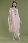 Buy_Divya Sheth_Pink Embroidery Dori Round Paisley Kaftan And Pant Set _Online_at_Aza_Fashions