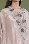 Shop_Divya Sheth_Pink Embroidery Dori Round Paisley Kaftan And Pant Set _Online_at_Aza_Fashions