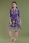 Buy_Divya Sheth_Purple Cotton Embroidery Thread Round Tribal Pattern Kurta And Pant Set  _Online_at_Aza_Fashions