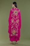 Shop_Divya Sheth_Pink Embroidery Dori Round Floral Neckline Kaftan And Pant Set _at_Aza_Fashions