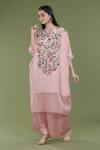 Shop_Divya Sheth_Peach Embroidery Dori Round Zardozi Work Kaftan And Pant Set_Online_at_Aza_Fashions