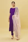 Buy_Samyukta Singhania_Purple Jama Cotton Embroidered Cutdana Straight Kurta Set With Sheer Dupatta _Online_at_Aza_Fashions