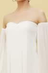 Shop_Samyukta Singhania_White Georgette Sweetheart Neck Flared Off Shoulder Dress _Online_at_Aza_Fashions