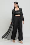 Buy_COUTURE BY NIHARIKA_Black Organza Embroidered Sequin Straight Jacket Pant Set _Online_at_Aza_Fashions
