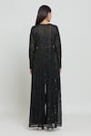 Shop_COUTURE BY NIHARIKA_Black Organza Embroidered Sequin Straight Jacket Pant Set _at_Aza_Fashions