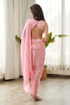 Shop_Pasha India_Pink Swiss Satin Print Pre-draped Slit Skirt Saree With Blouse _at_Aza_Fashions