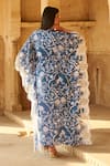 Shop_Sage Saga_Blue Modal Printed Floral Notched Ireen Elephant Kaftan _at_Aza_Fashions