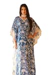 Buy_Sage Saga_Blue Modal Printed Floral Notched Ireen Elephant Kaftan _Online_at_Aza_Fashions