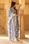 Buy_Sage Saga_Blue Modal Printed Floral Notched Ireen Elephant Kaftan 