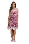 Buy_Sage Saga_Maroon Modal Printed Floral Square Neck Coco Flower Dress _Online_at_Aza_Fashions
