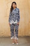 Buy_Sage Saga_Green Modal Printed Floral Collar Olivia Shirt And Trouser Set _Online_at_Aza_Fashions