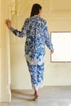 Shop_Sage Saga_Blue Modal Printed Floral Collar Ireen Elephant Shirt And Trouser Set _at_Aza_Fashions