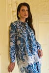 Shop_Sage Saga_Blue Modal Printed Floral Collar Ireen Elephant Shirt And Trouser Set _Online_at_Aza_Fashions