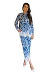 Sage Saga_Blue Modal Printed Floral Collar Ireen Elephant Shirt And Trouser Set _at_Aza_Fashions