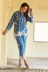 Buy_Sage Saga_Blue Modal Printed Floral Collar Ireen Elephant Shirt _at_Aza_Fashions